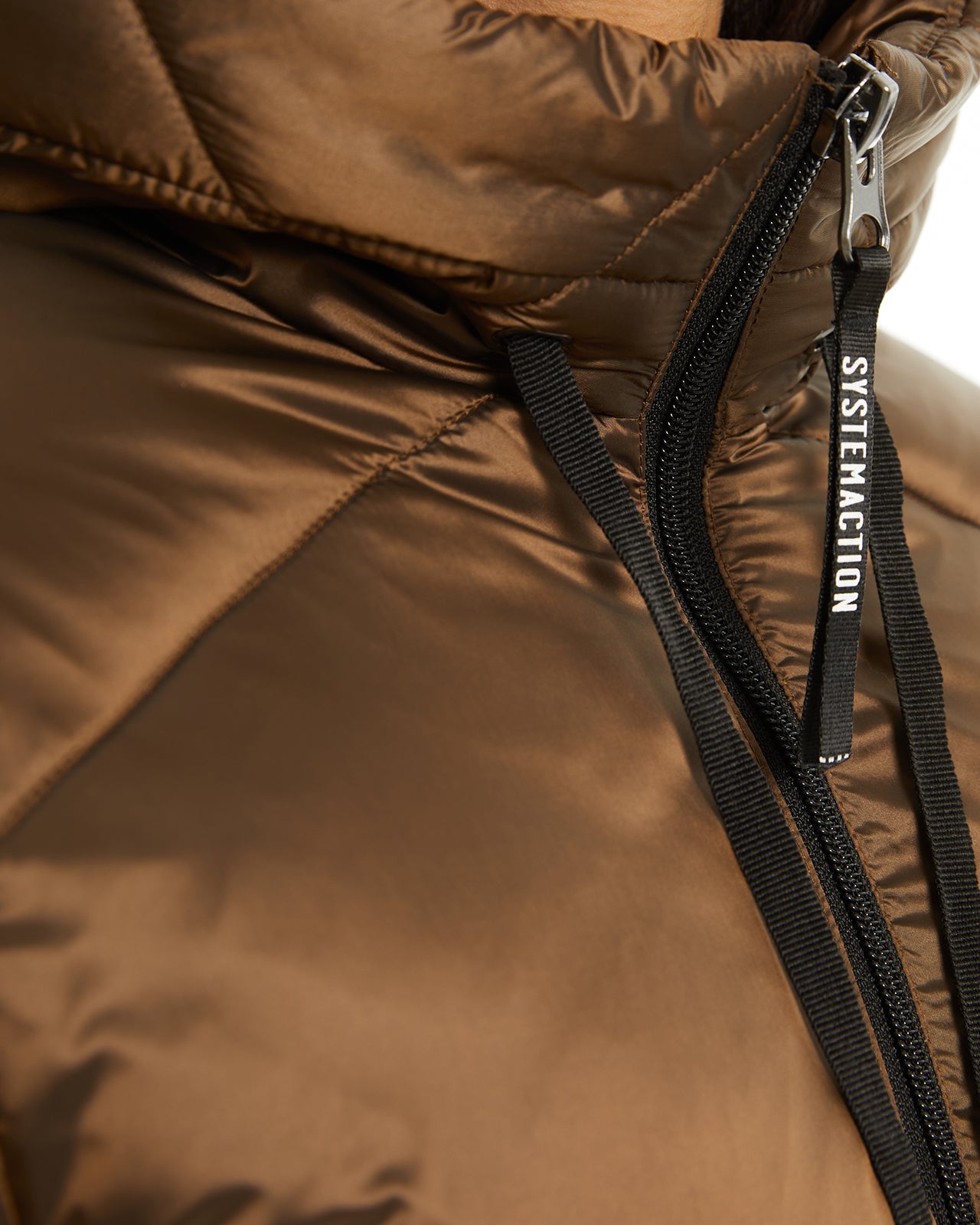 Metallic effect down jacket with hood