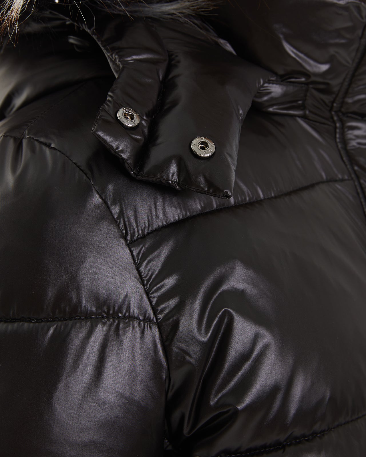 Down jacket with furry hood