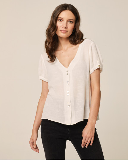Crepon flared blouse