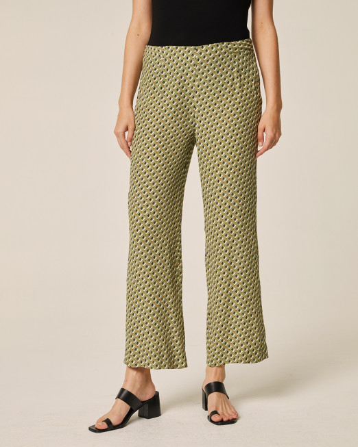 Green geometric trousers