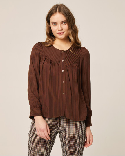 Blusa jacquard en marrón