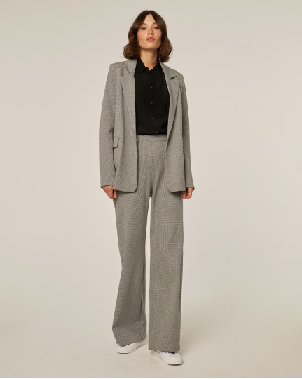 Wide leg houndstooth trousers