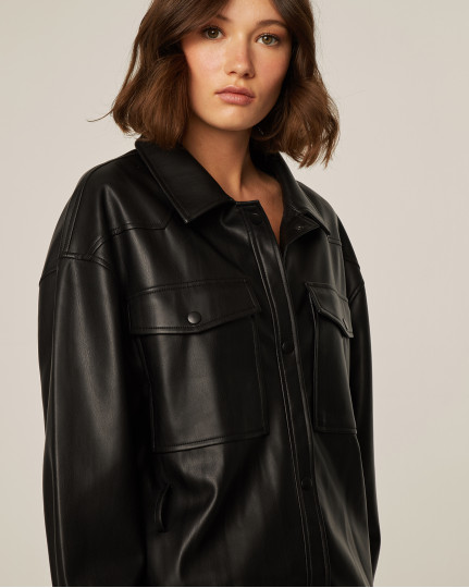 Leather-effect jacket in black