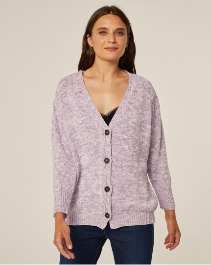 Knitted cardigan in lilac...