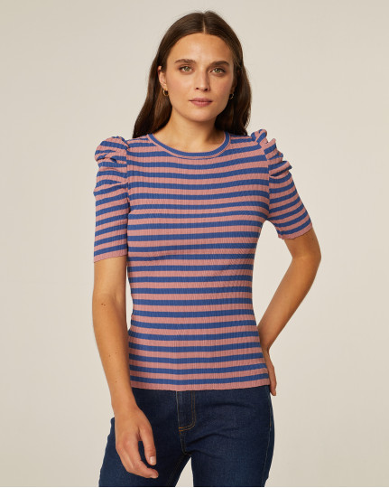 Short sleeve striped jumper