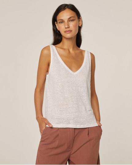 Linen top with wide straps