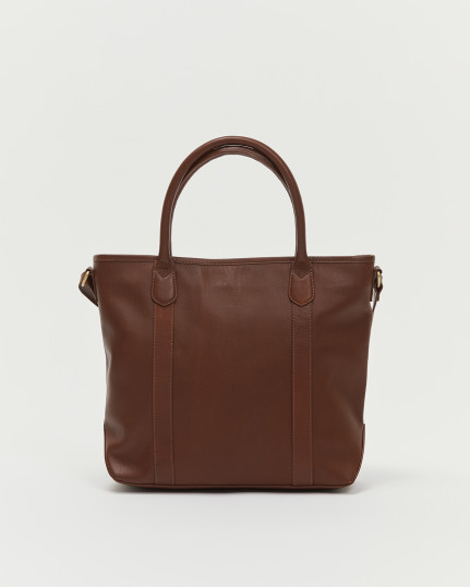 Brown leather shopper bag