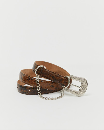 Snakeskin belt with chain