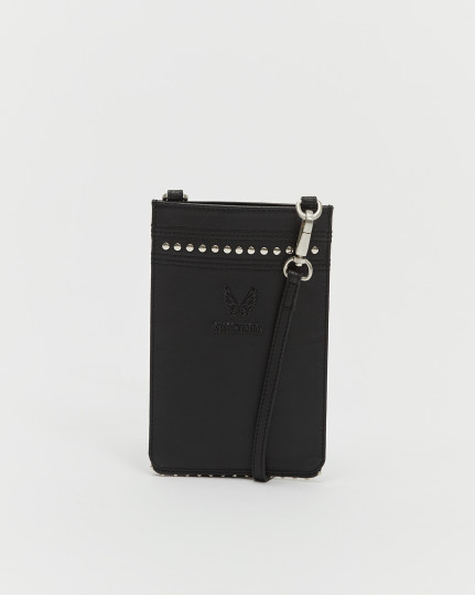 Phone bag black leather studs