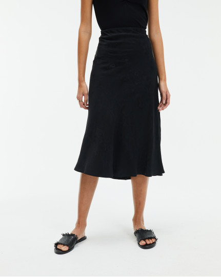 Black midi skirt with jaquard