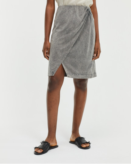 Grey midi skirt with side slit