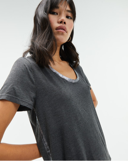 Grey T-shirt with V-neck...