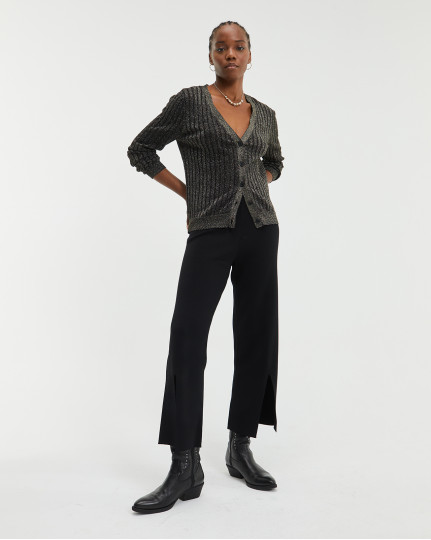 Black ribbed cardigan with...