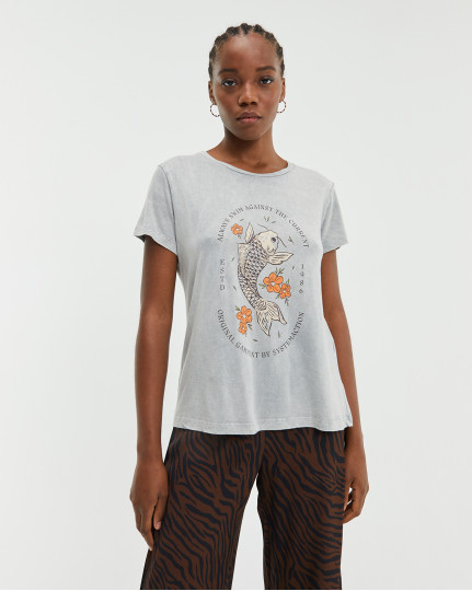 Grey T-shirt with fish print