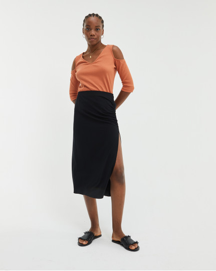 Midi skirt with draping and...