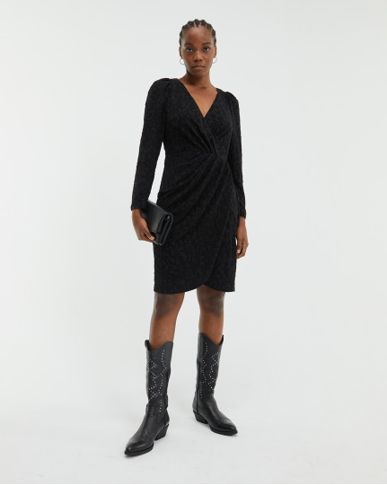 Long black lurex fitted dress