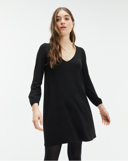 Black viscose knit dress