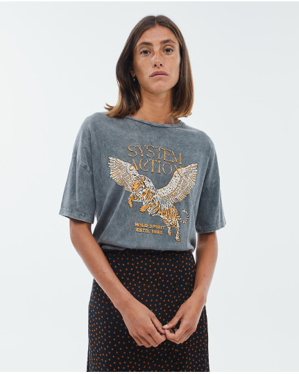 T-shirt gris avec ailes de...