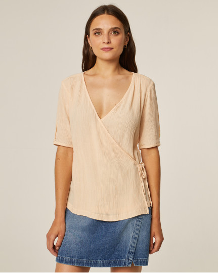 Nude blouse with crossover...