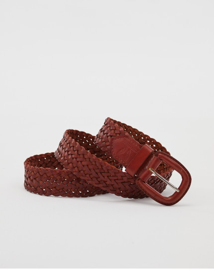 Braided leather belt with...