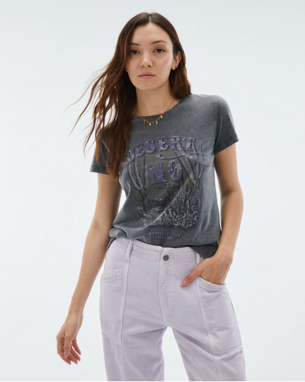 Grey desert print T-shirt
