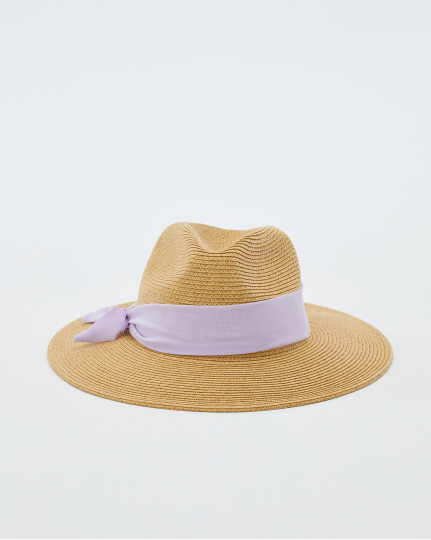 Panama hat with contrasting...