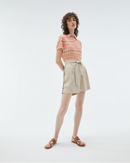 Linen short with front lacing