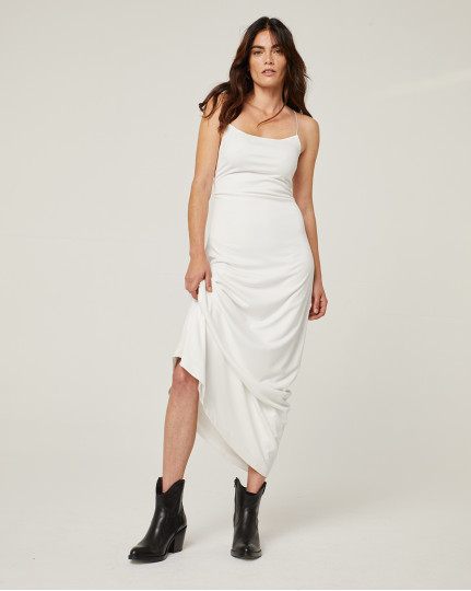 Long white dress with thin...