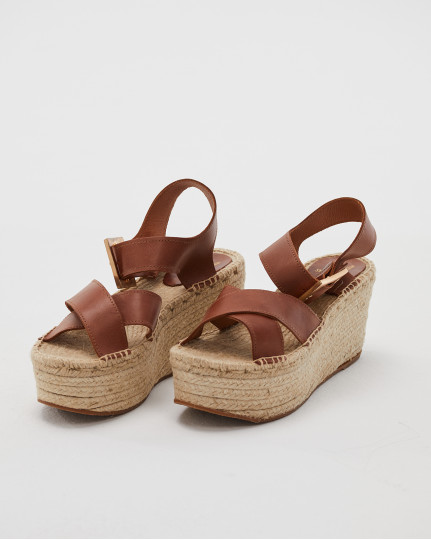 Leather sandal with wedge...