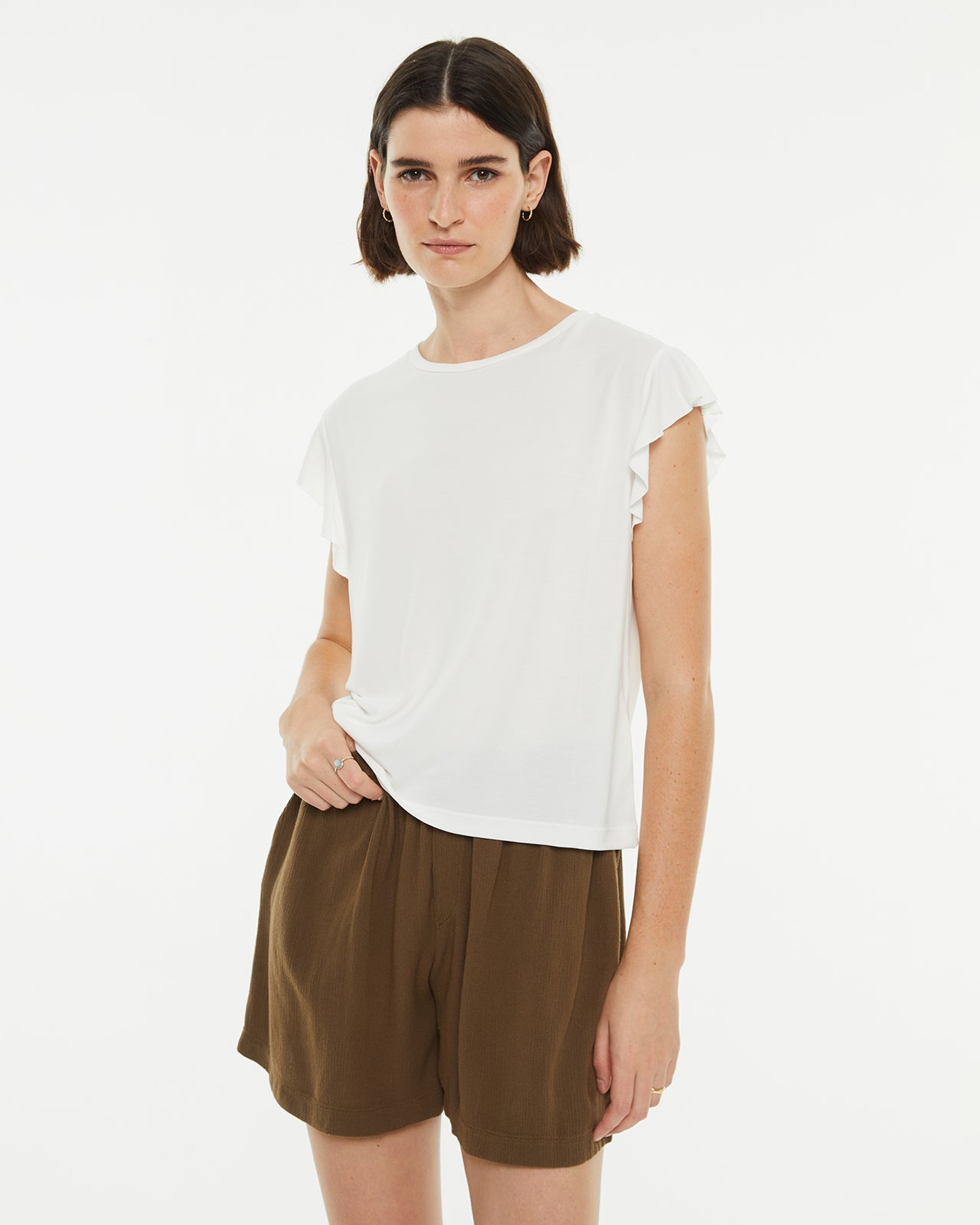 Flowy t-shirt with pleats