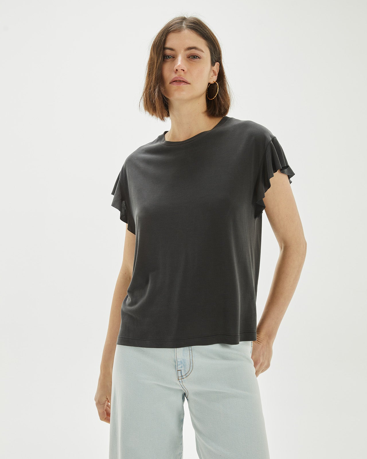 Flowy t-shirt with pleats