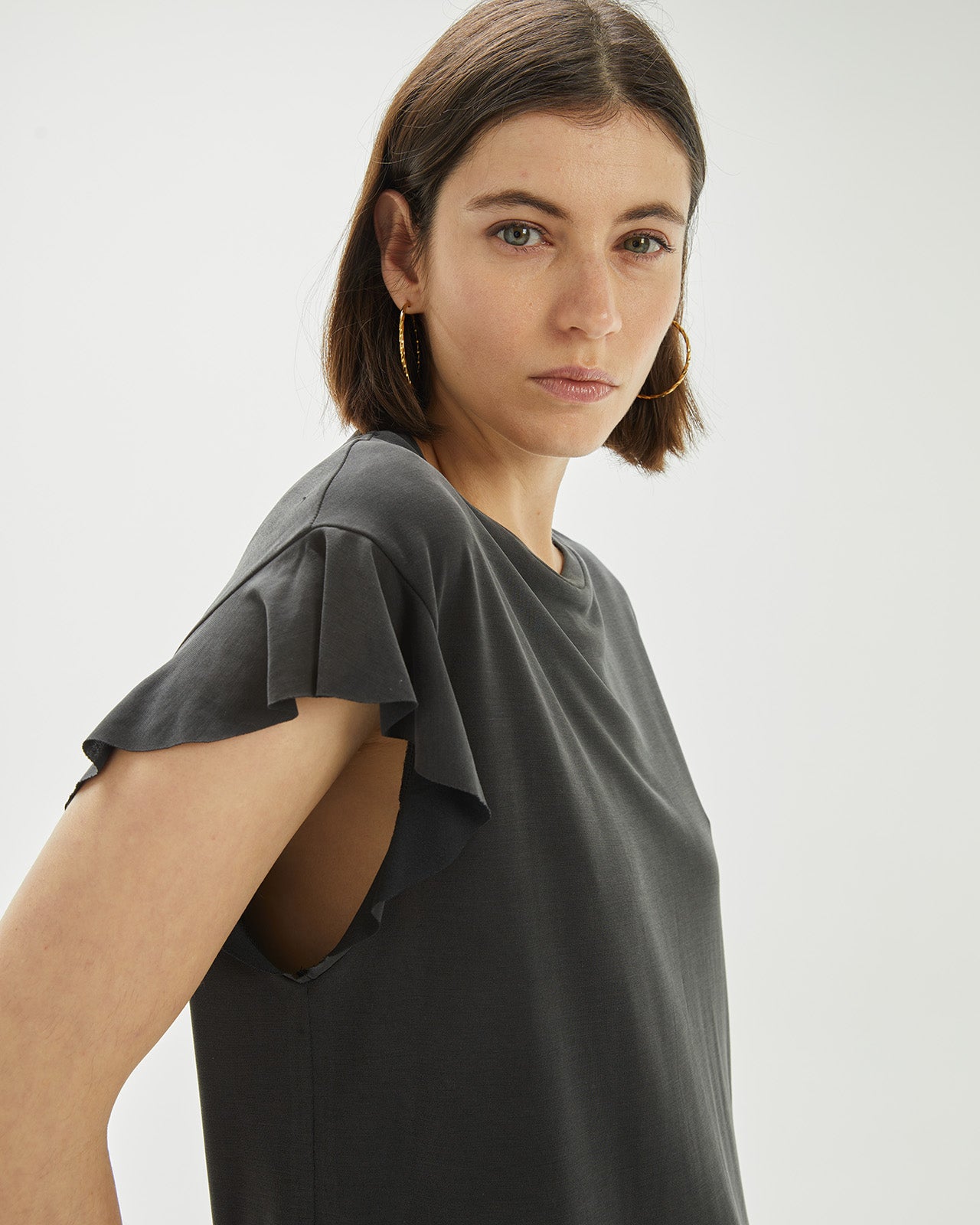 Flowy t-shirt with pleats