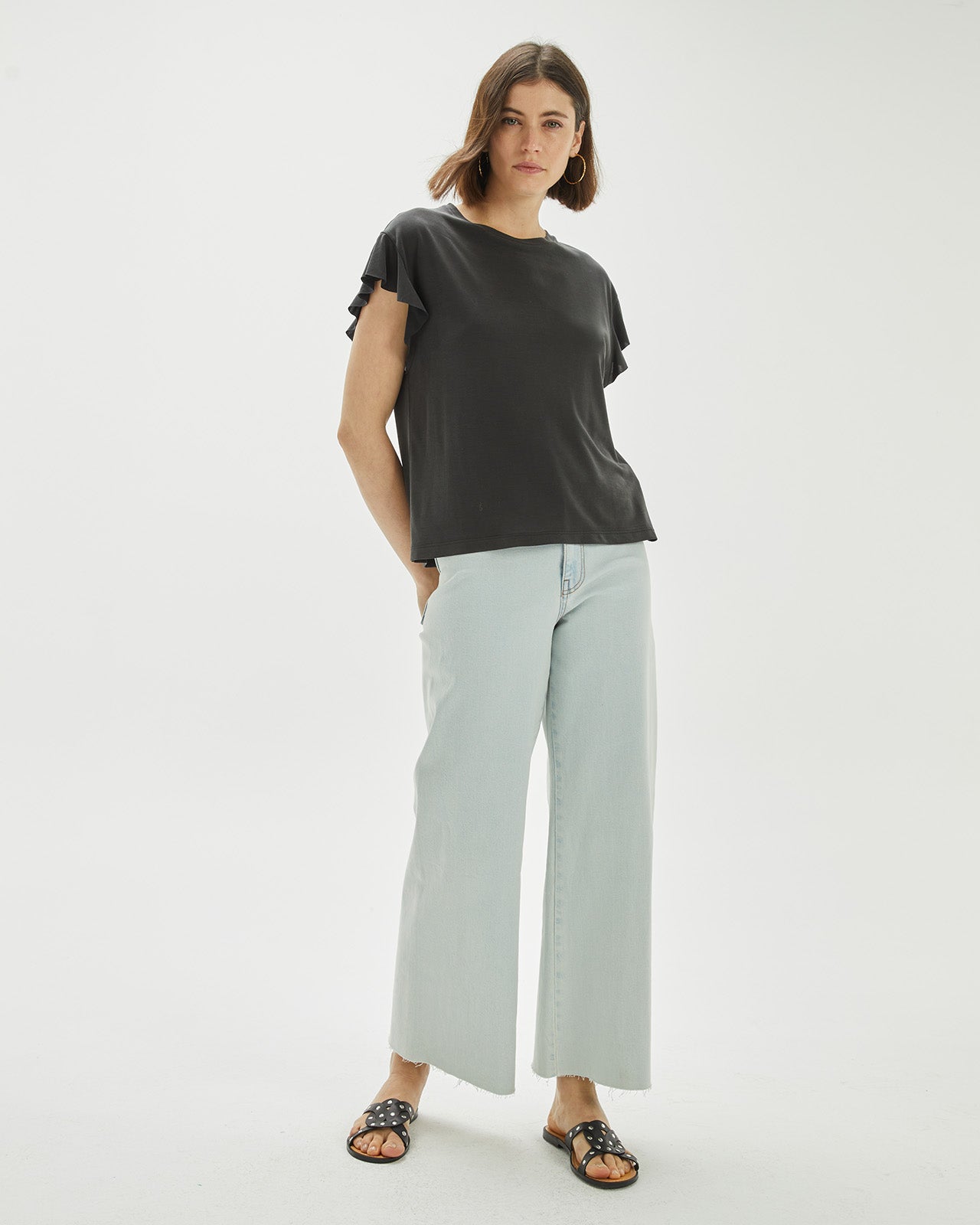 Flowy t-shirt with pleats