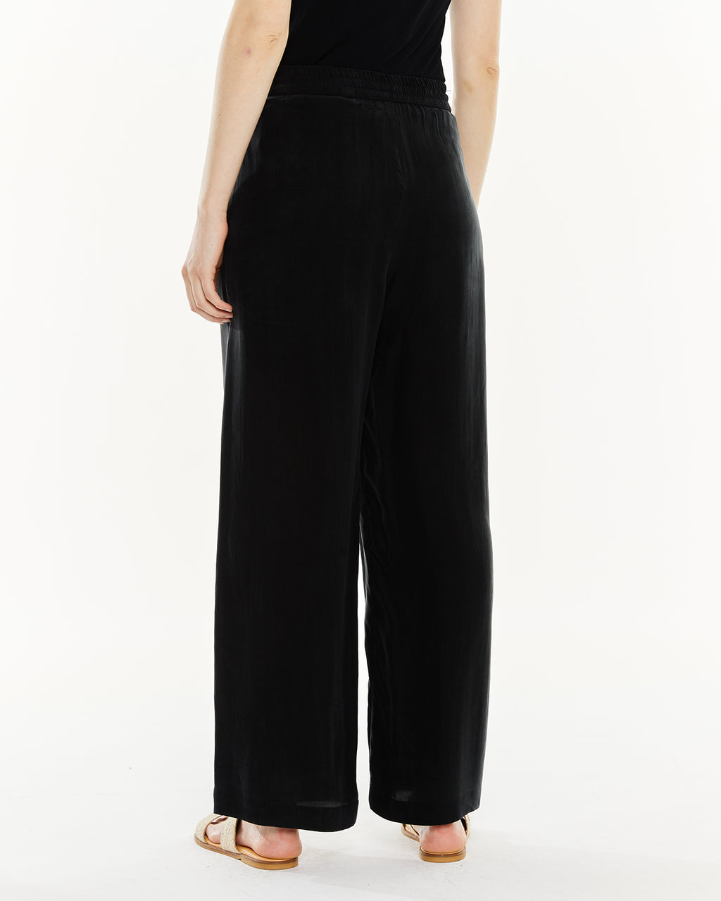 Pantalon long avec ceinture élastique et tissu cupro
