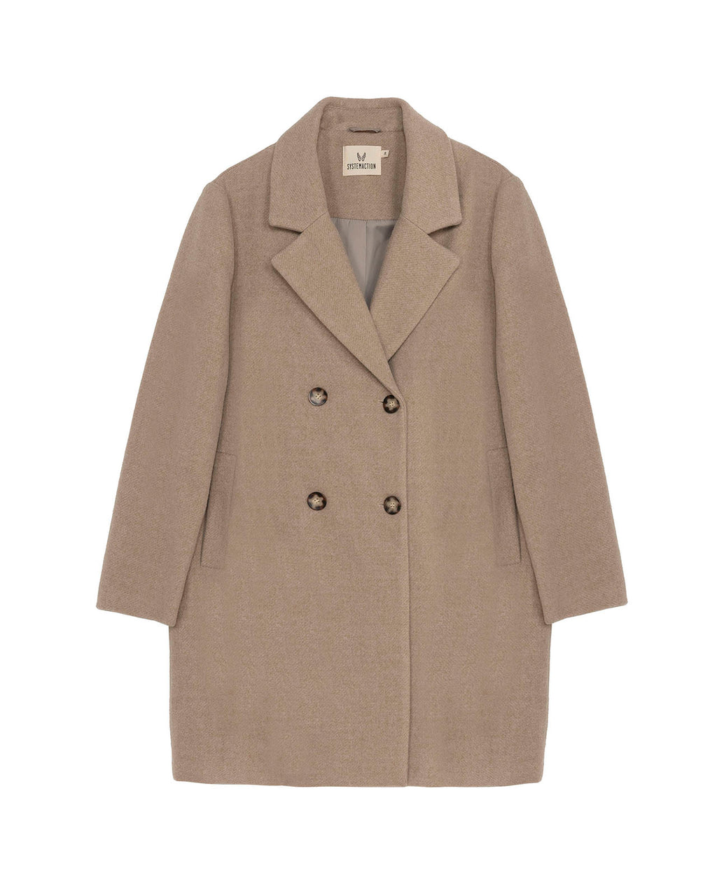 Classic camel cut coat with opening at the back