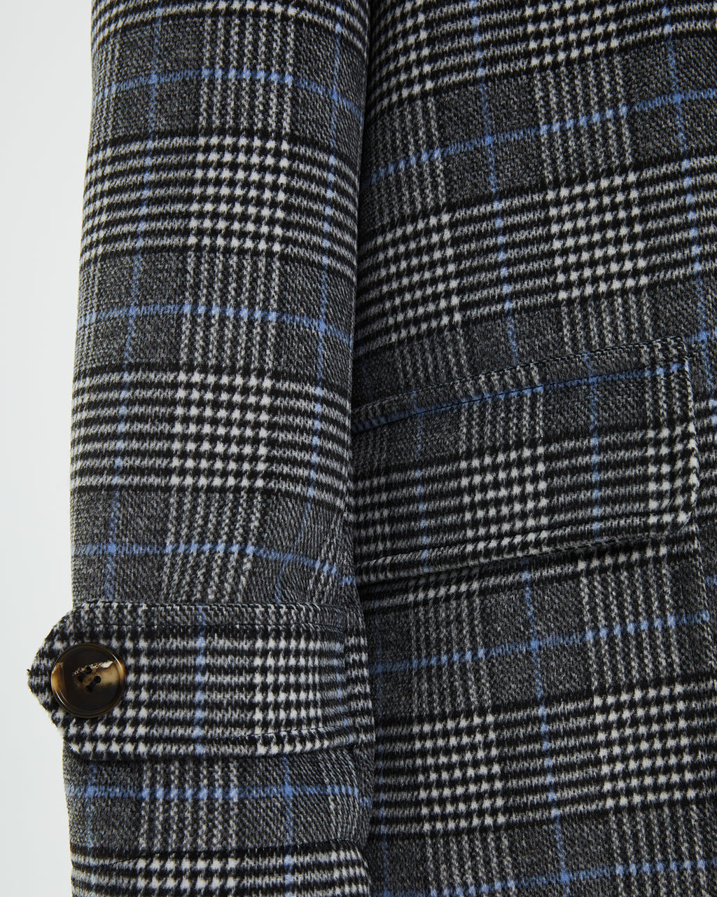 Checked midi coat with lapel collar