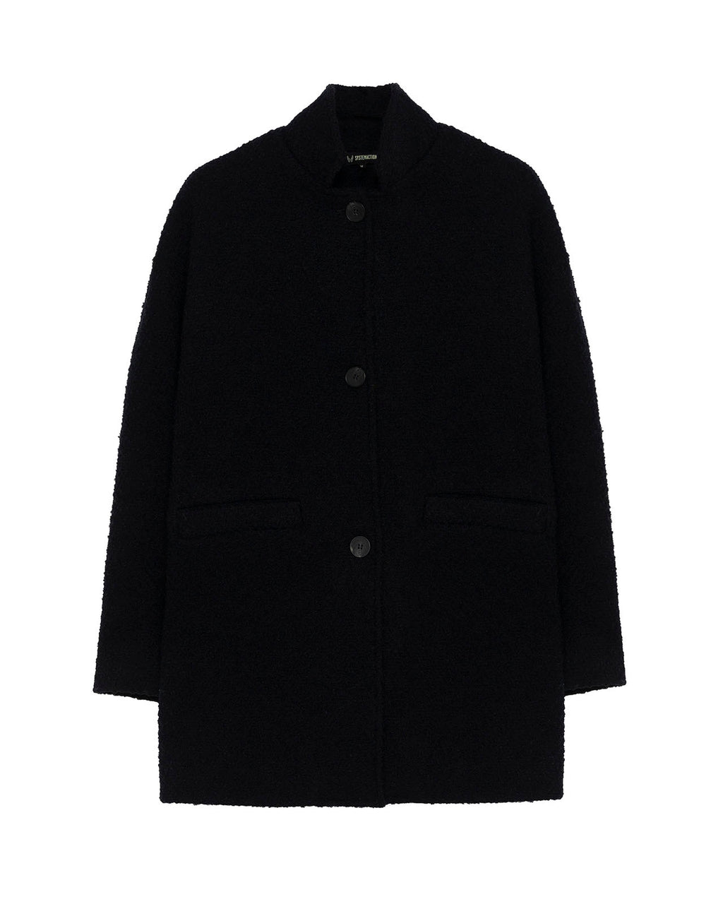 Short coat with Mao collar and dropped sleeves