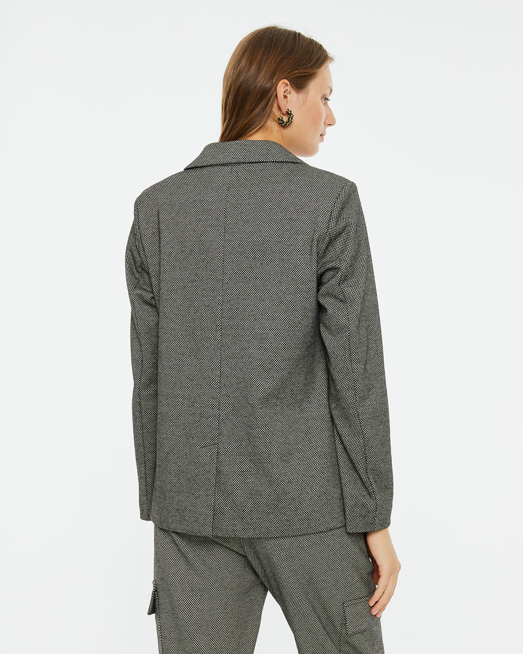 Straight jacquard blazer with shoulder pads