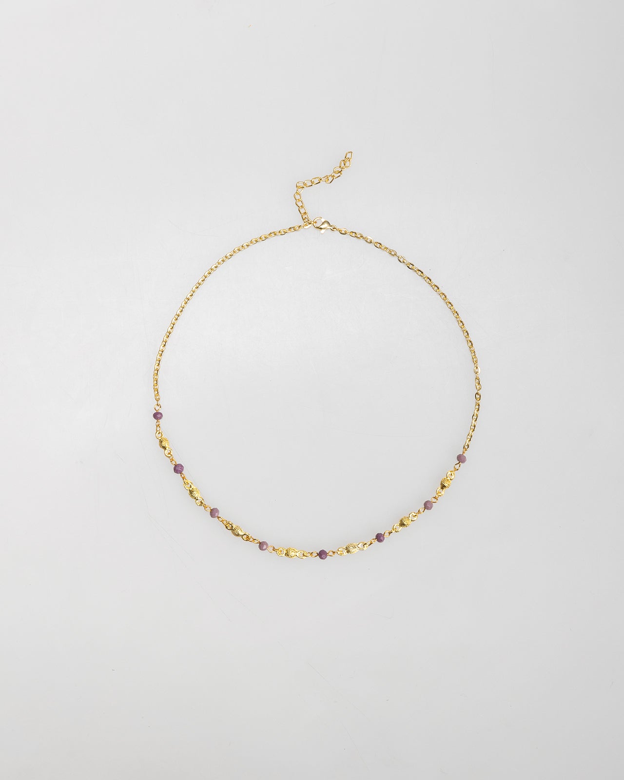 Gold and lilac bead necklace