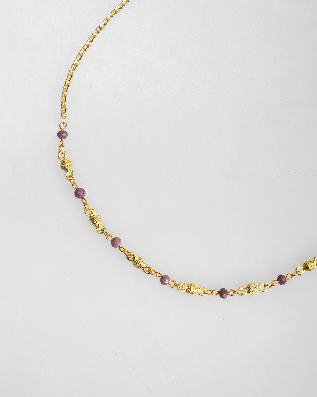 Gold and lilac bead necklace