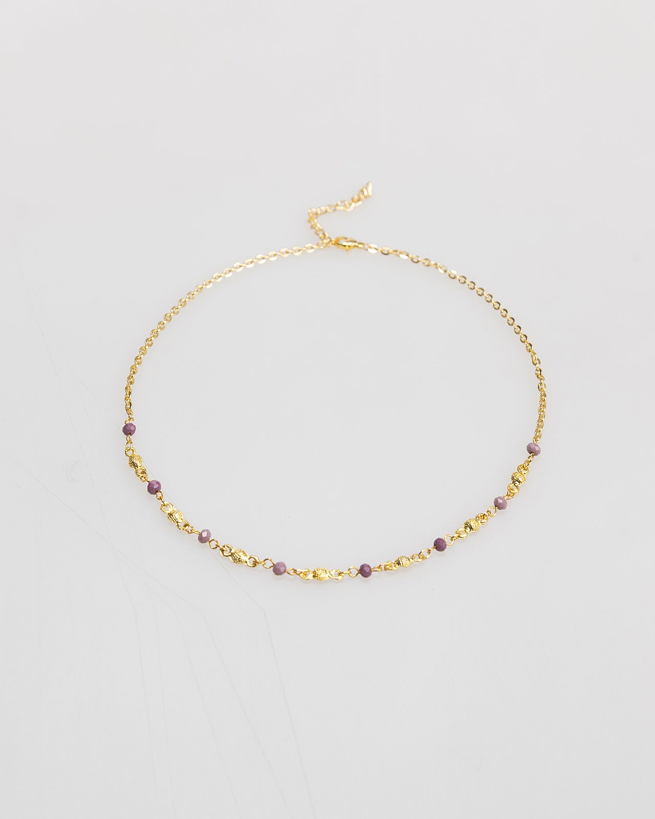 Gold and lilac bead necklace