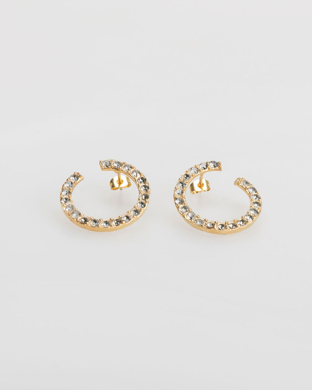 Gold hoop earrings with rhinestones