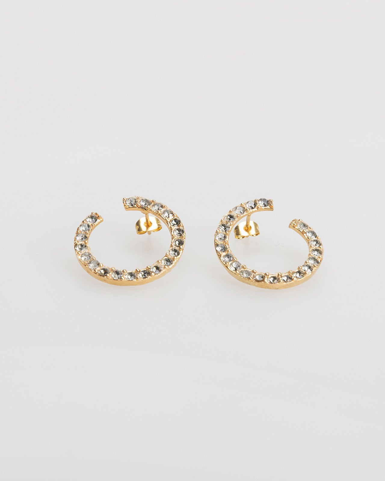 Gold hoop earrings with rhinestones