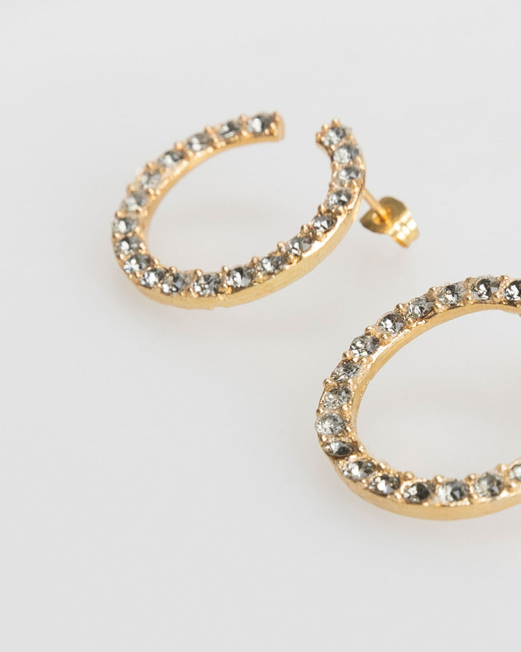 Gold hoop earrings with rhinestones