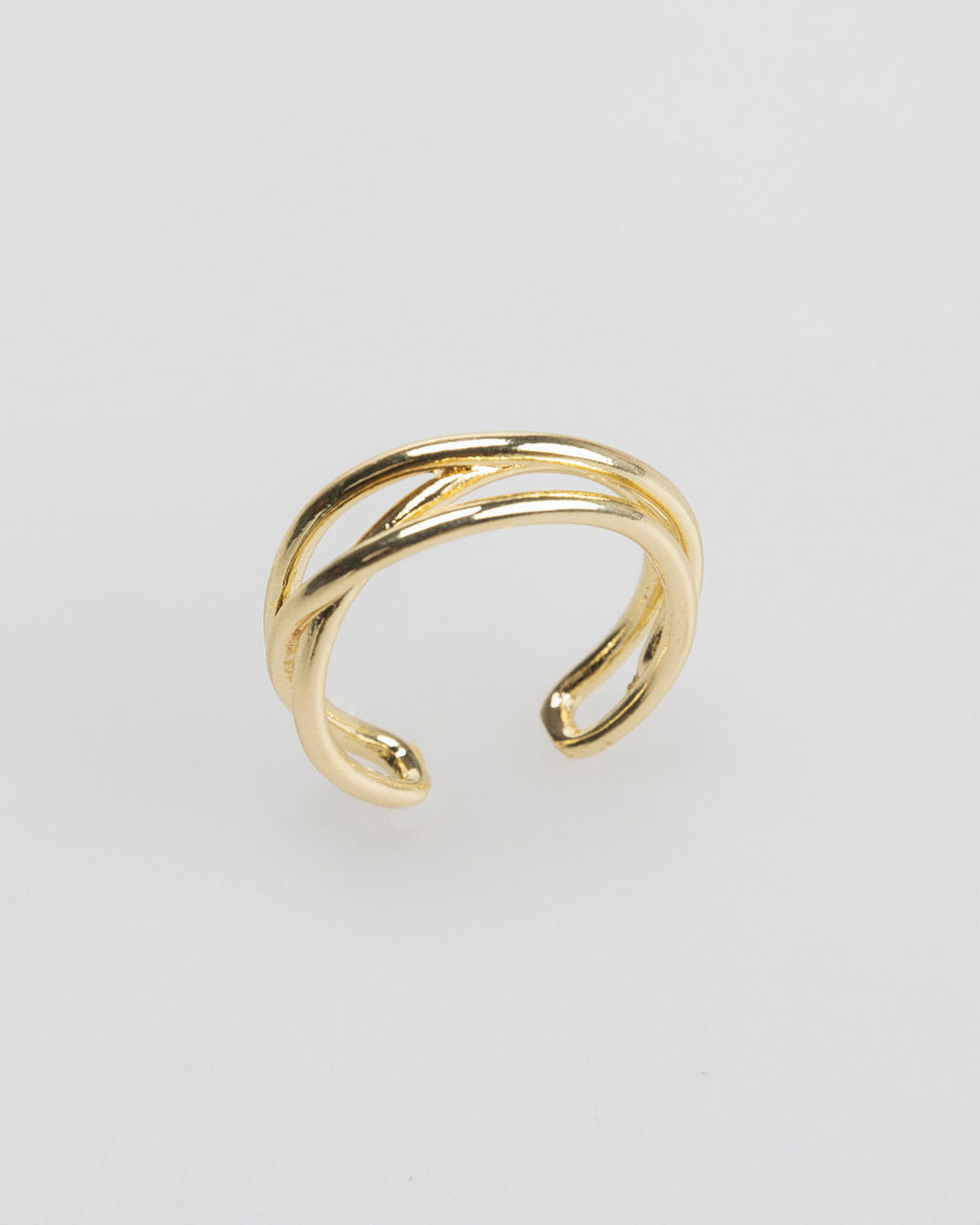 Pack of three gold-coloured rings with relief