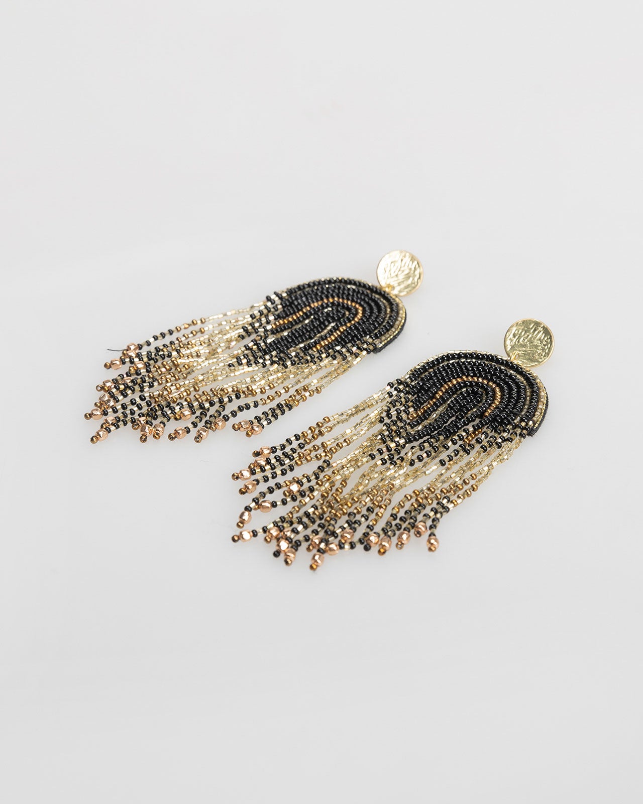 Mini black and gold rhinestone waterfall earrings