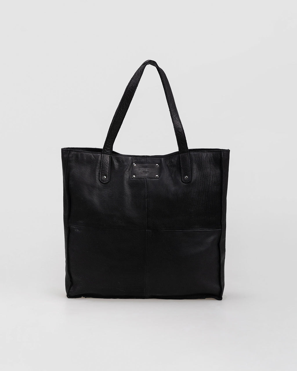 Leather shopper bag with shoulder straps