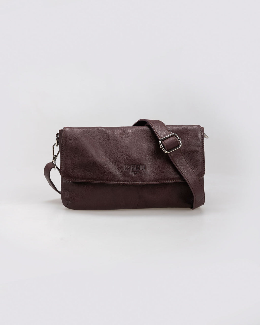 Small leather bag with double compartments, shoulder bag style