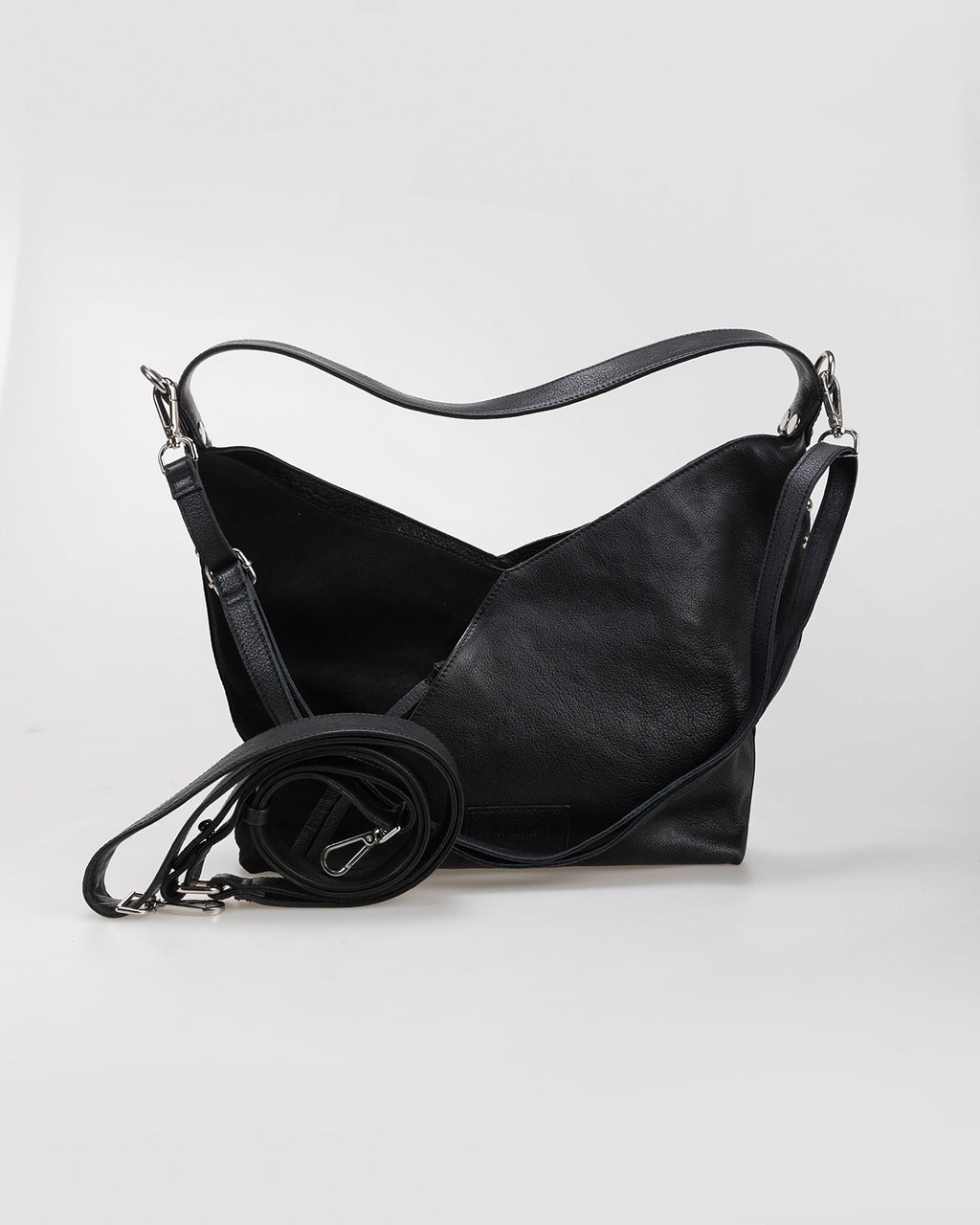 Leather and suede shoulder bag