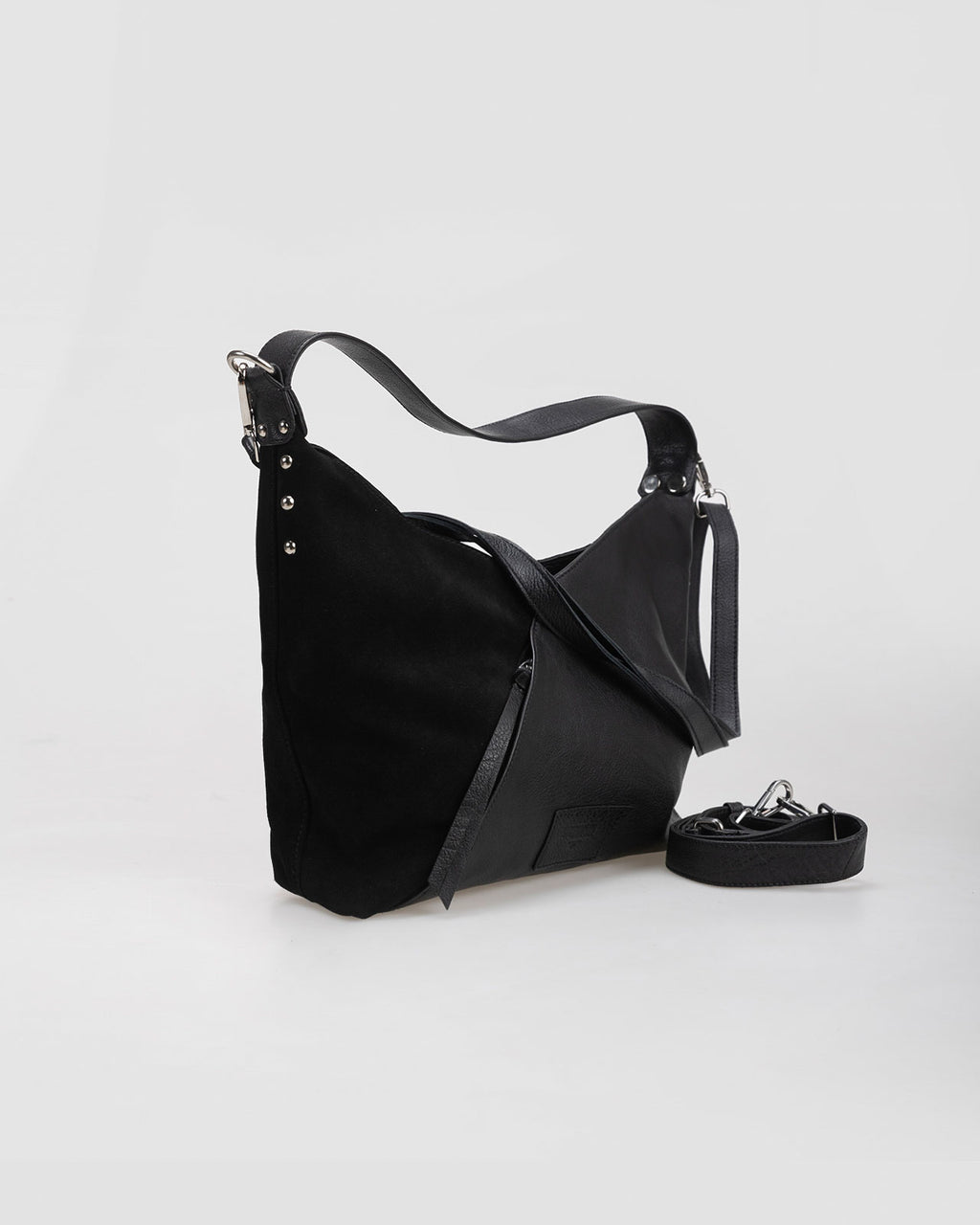 Leather and suede shoulder bag